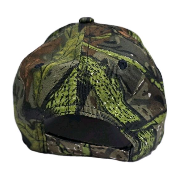 Green Camo Hat Cap Woods Tree Leaves Hunting USA Headwear Strapback Adjustable - Picture 4 of 7